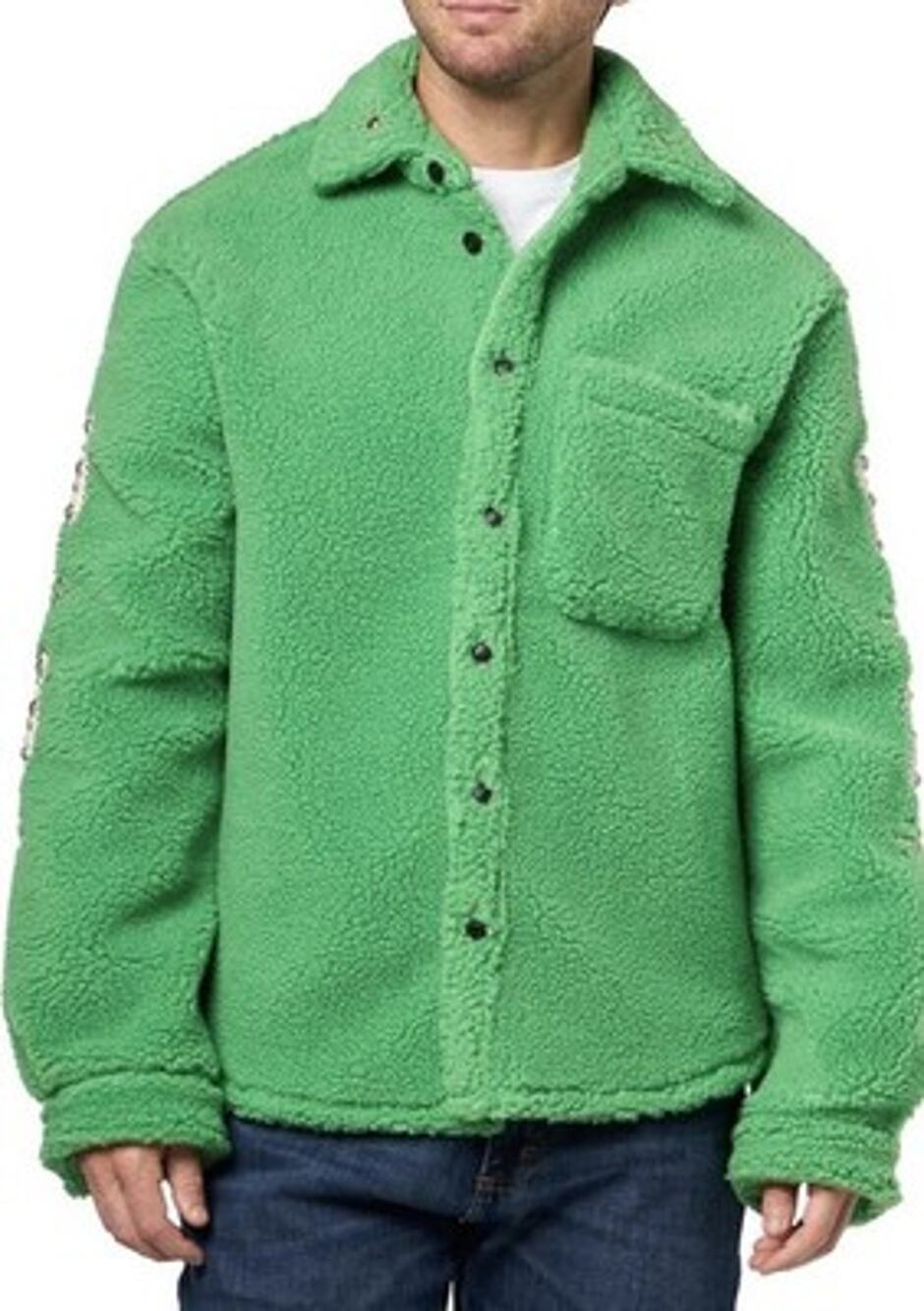 MnmL Jeweled Sherpa Jacket Green Mens M Nwt